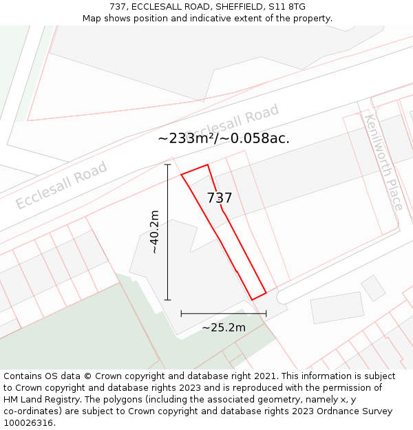 737, ECCLESALL ROAD, SHEFFIELD, S11 8TG: Plot and title map