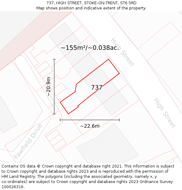 737, HIGH STREET, STOKE-ON-TRENT, ST6 5RD: Plot and title map