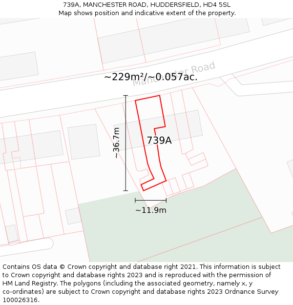 739A, MANCHESTER ROAD, HUDDERSFIELD, HD4 5SL: Plot and title map