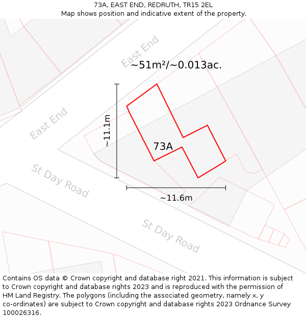 73A, EAST END, REDRUTH, TR15 2EL: Plot and title map