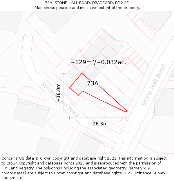 73A, STONE HALL ROAD, BRADFORD, BD2 2EJ: Plot and title map