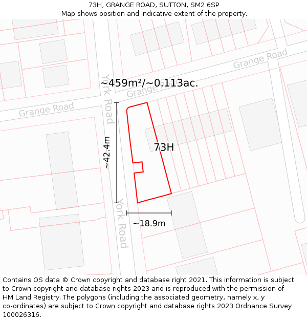 73H, GRANGE ROAD, SUTTON, SM2 6SP: Plot and title map