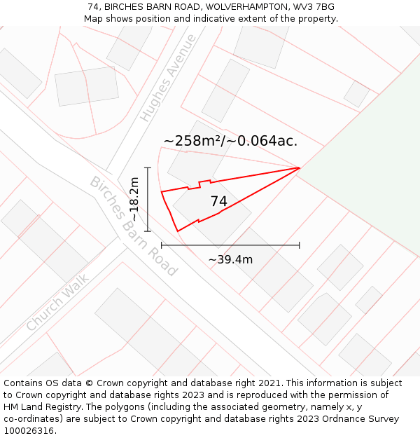 74, BIRCHES BARN ROAD, WOLVERHAMPTON, WV3 7BG: Plot and title map