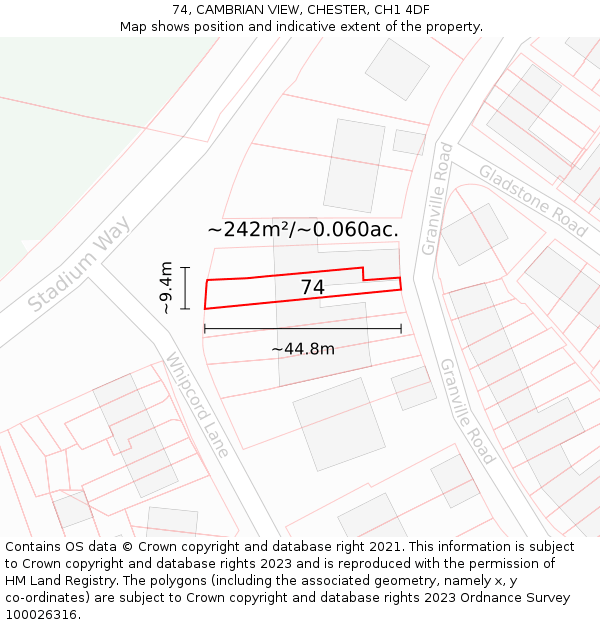 74, CAMBRIAN VIEW, CHESTER, CH1 4DF: Plot and title map