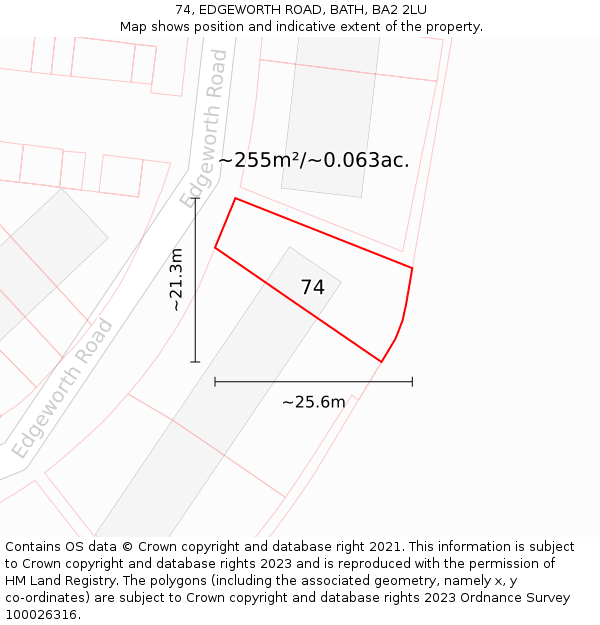 74, EDGEWORTH ROAD, BATH, BA2 2LU: Plot and title map