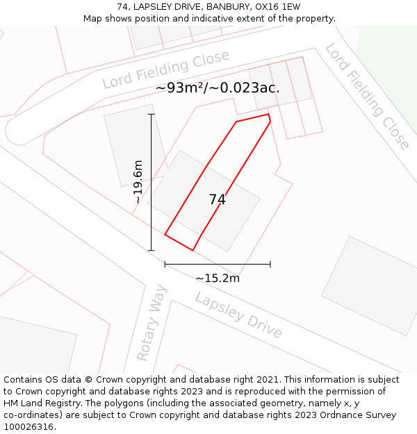74, LAPSLEY DRIVE, BANBURY, OX16 1EW: Plot and title map