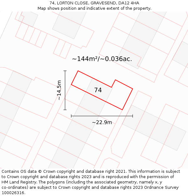 74, LORTON CLOSE, GRAVESEND, DA12 4HA: Plot and title map