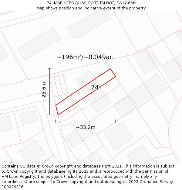 74, MARINERS QUAY, PORT TALBOT, SA12 6AN: Plot and title map