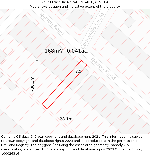 74, NELSON ROAD, WHITSTABLE, CT5 1EA: Plot and title map