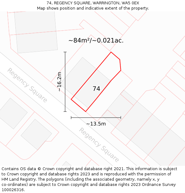 74, REGENCY SQUARE, WARRINGTON, WA5 0EX: Plot and title map