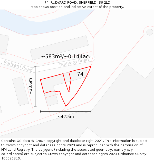 74, RUDYARD ROAD, SHEFFIELD, S6 2LD: Plot and title map