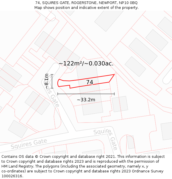 74, SQUIRES GATE, ROGERSTONE, NEWPORT, NP10 0BQ: Plot and title map