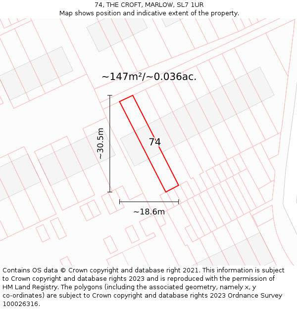 74, THE CROFT, MARLOW, SL7 1UR: Plot and title map