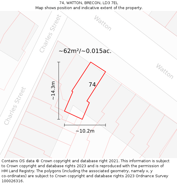 74, WATTON, BRECON, LD3 7EL: Plot and title map