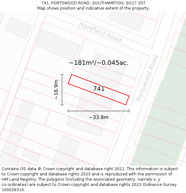 741, PORTSWOOD ROAD, SOUTHAMPTON, SO17 3ST: Plot and title map