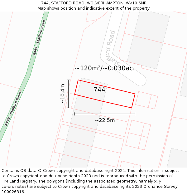 744, STAFFORD ROAD, WOLVERHAMPTON, WV10 6NR: Plot and title map