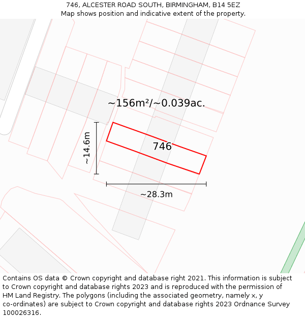 746, ALCESTER ROAD SOUTH, BIRMINGHAM, B14 5EZ: Plot and title map