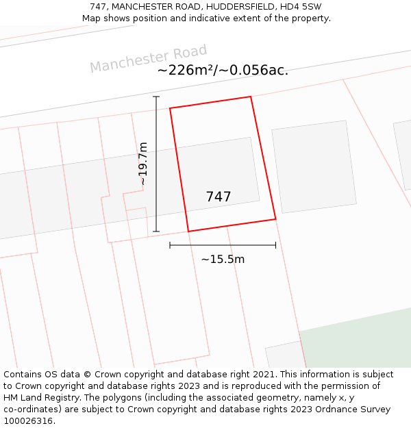 747, MANCHESTER ROAD, HUDDERSFIELD, HD4 5SW: Plot and title map