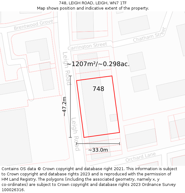 748, LEIGH ROAD, LEIGH, WN7 1TF: Plot and title map