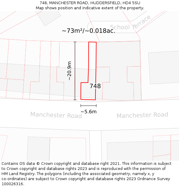 748, MANCHESTER ROAD, HUDDERSFIELD, HD4 5SU: Plot and title map