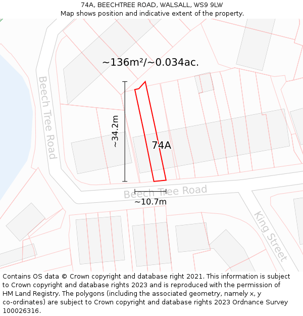 74A, BEECHTREE ROAD, WALSALL, WS9 9LW: Plot and title map