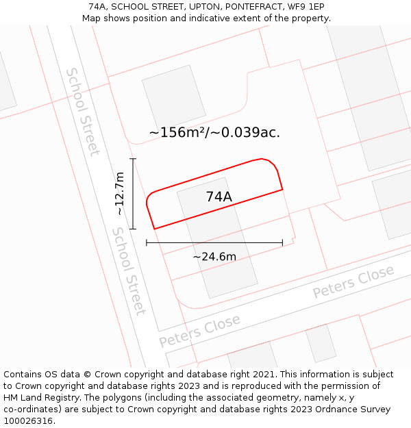 74A, SCHOOL STREET, UPTON, PONTEFRACT, WF9 1EP: Plot and title map