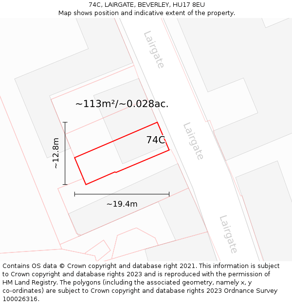 74C, LAIRGATE, BEVERLEY, HU17 8EU: Plot and title map