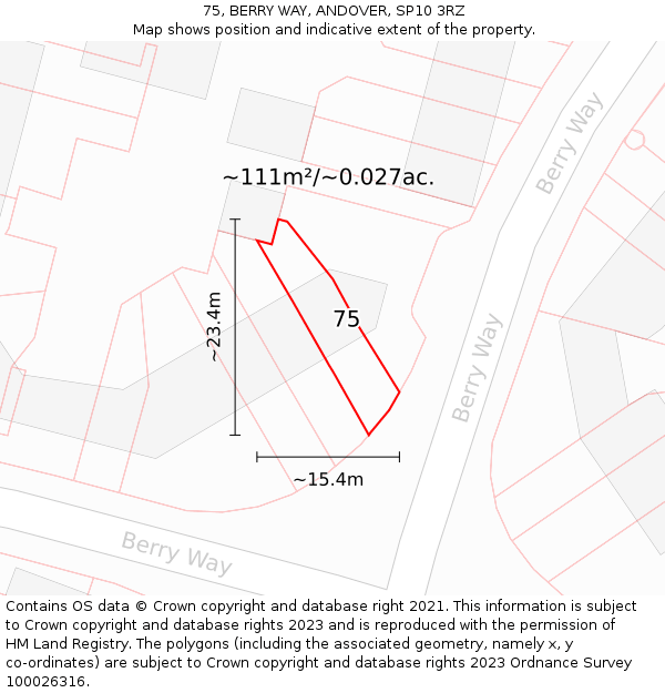 75, BERRY WAY, ANDOVER, SP10 3RZ: Plot and title map