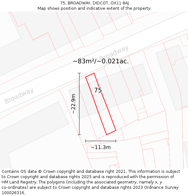 75, BROADWAY, DIDCOT, OX11 8AJ: Plot and title map