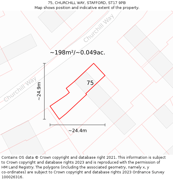 75, CHURCHILL WAY, STAFFORD, ST17 9PB: Plot and title map