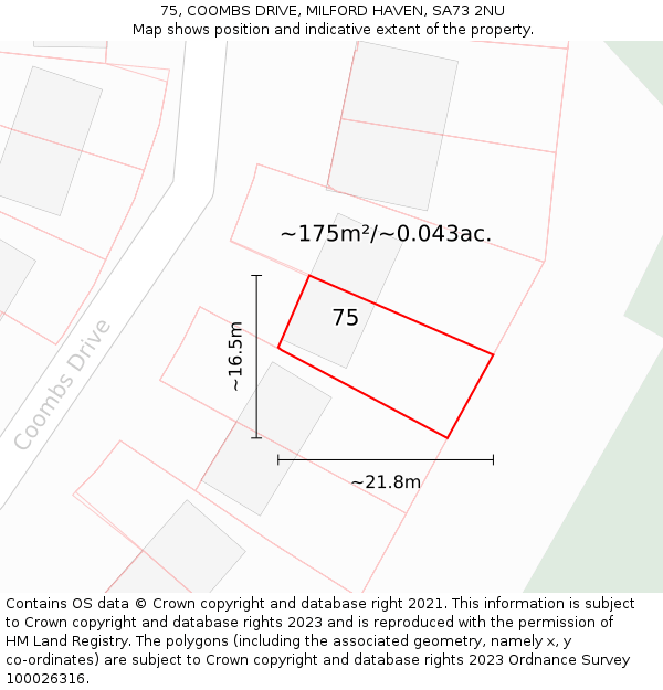 75, COOMBS DRIVE, MILFORD HAVEN, SA73 2NU: Plot and title map