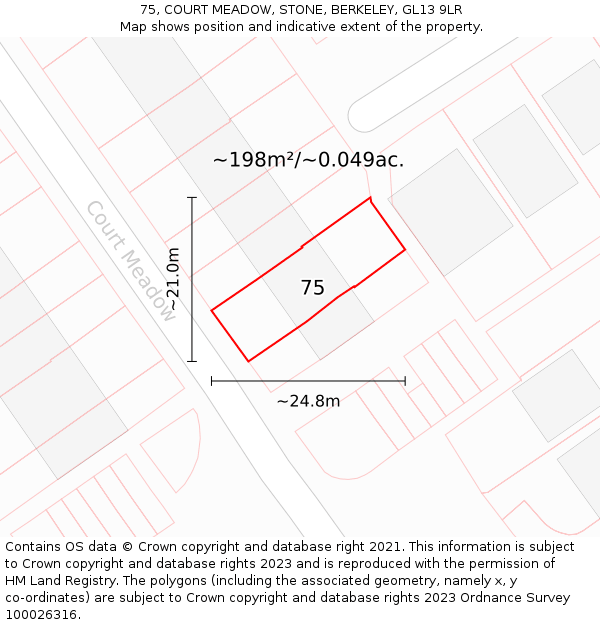 75, COURT MEADOW, STONE, BERKELEY, GL13 9LR: Plot and title map