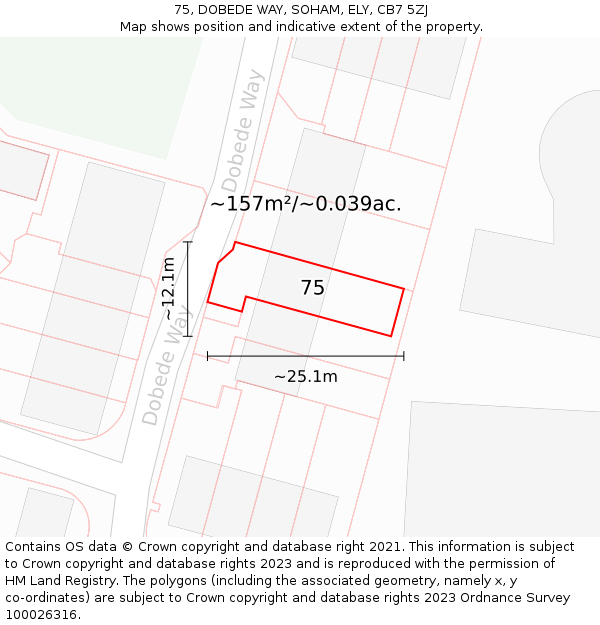 75, DOBEDE WAY, SOHAM, ELY, CB7 5ZJ: Plot and title map