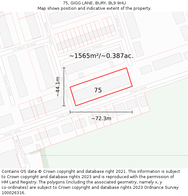 75, GIGG LANE, BURY, BL9 9HU: Plot and title map