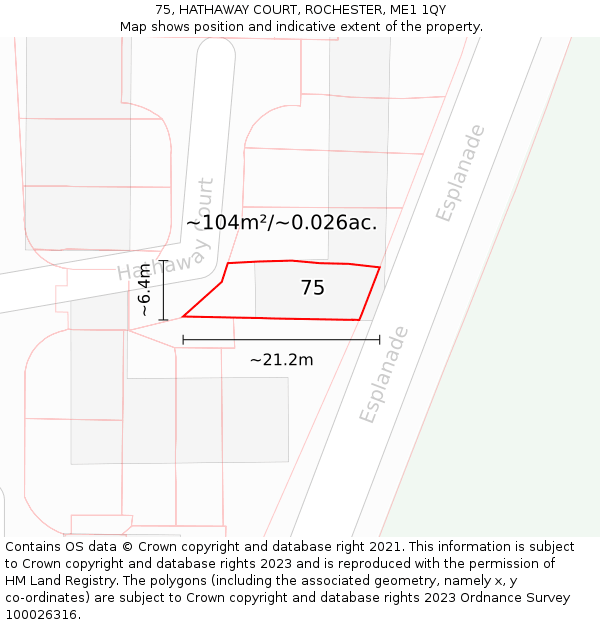 75, HATHAWAY COURT, ROCHESTER, ME1 1QY: Plot and title map