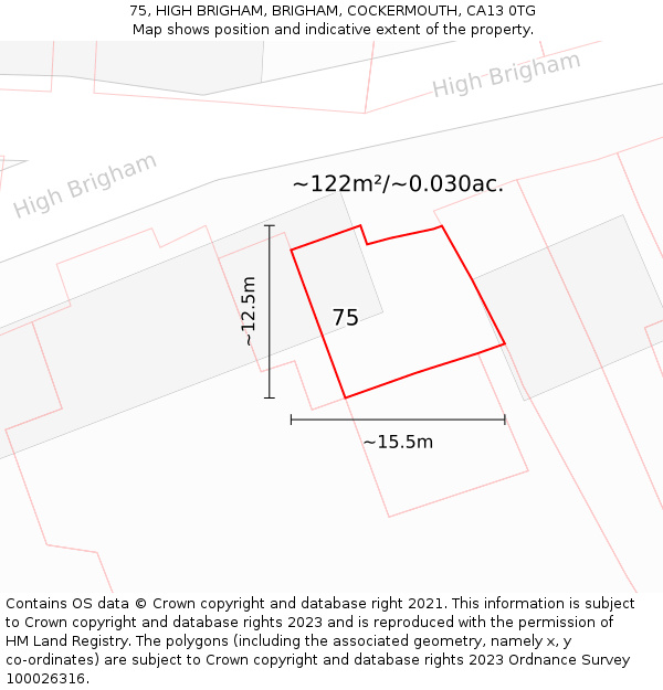 75, HIGH BRIGHAM, BRIGHAM, COCKERMOUTH, CA13 0TG: Plot and title map