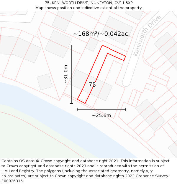 75, KENILWORTH DRIVE, NUNEATON, CV11 5XP: Plot and title map