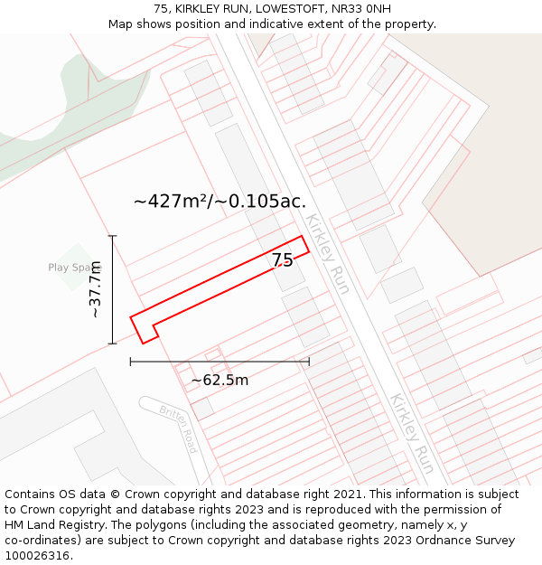 75, KIRKLEY RUN, LOWESTOFT, NR33 0NH: Plot and title map