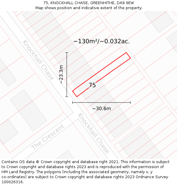 75, KNOCKHALL CHASE, GREENHITHE, DA9 9EW: Plot and title map
