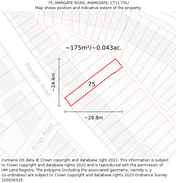 75, MARGATE ROAD, RAMSGATE, CT11 7SU: Plot and title map