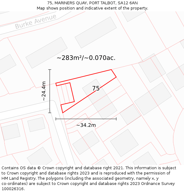 75, MARINERS QUAY, PORT TALBOT, SA12 6AN: Plot and title map