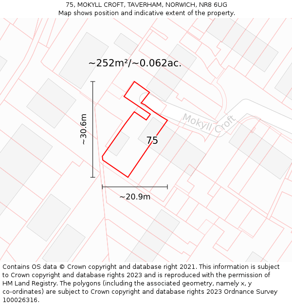 75, MOKYLL CROFT, TAVERHAM, NORWICH, NR8 6UG: Plot and title map