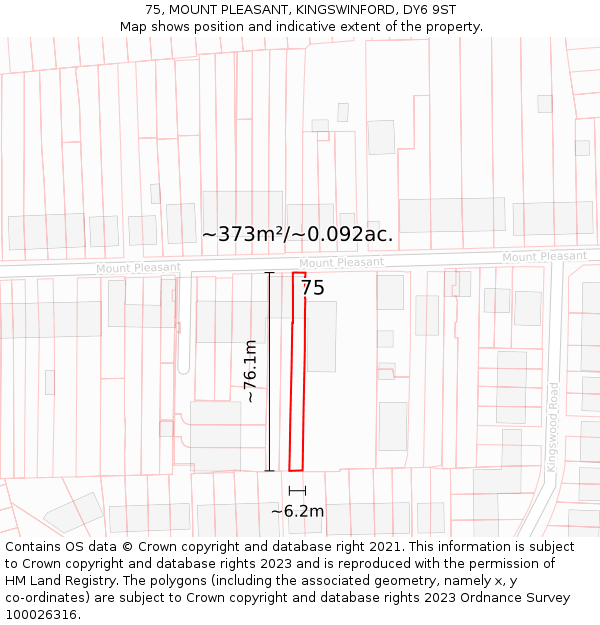 75, MOUNT PLEASANT, KINGSWINFORD, DY6 9ST: Plot and title map