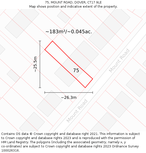 75, MOUNT ROAD, DOVER, CT17 9LE: Plot and title map