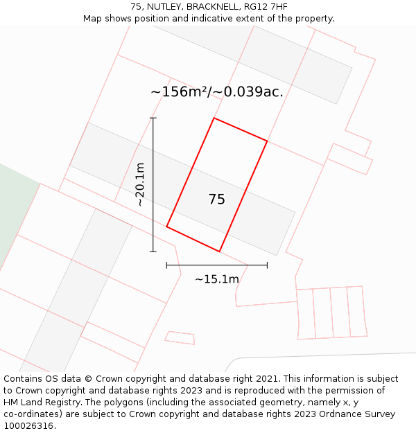 75, NUTLEY, BRACKNELL, RG12 7HF: Plot and title map