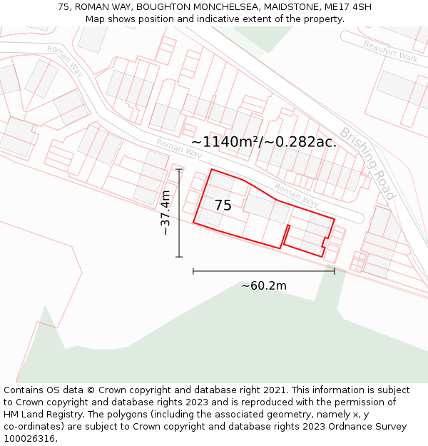 75, ROMAN WAY, BOUGHTON MONCHELSEA, MAIDSTONE, ME17 4SH: Plot and title map