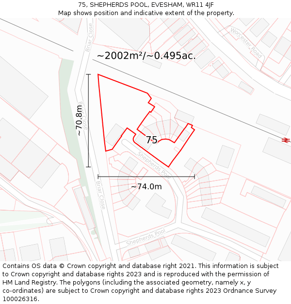 75, SHEPHERDS POOL, EVESHAM, WR11 4JF: Plot and title map