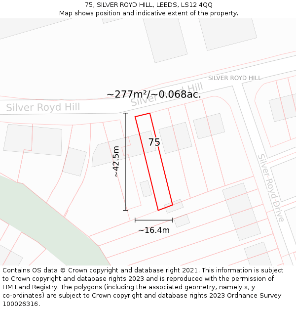 75, SILVER ROYD HILL, LEEDS, LS12 4QQ: Plot and title map