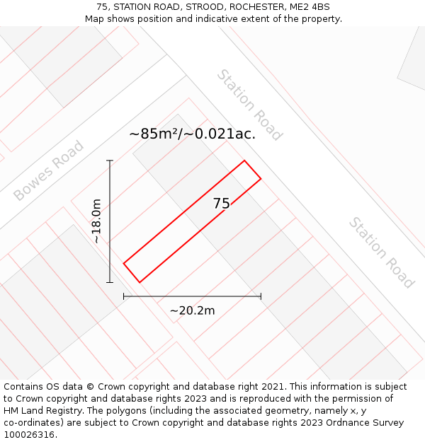 75, STATION ROAD, STROOD, ROCHESTER, ME2 4BS: Plot and title map