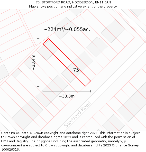 75, STORTFORD ROAD, HODDESDON, EN11 0AN: Plot and title map